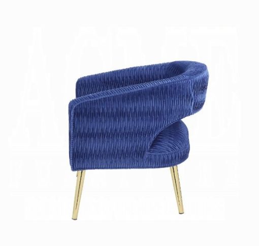 Acme Aistil Blue Velvet & Gold Accent Chair - Image 6