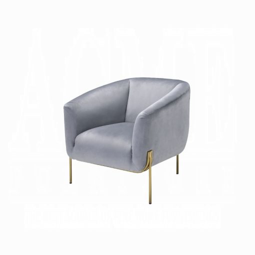 Acme Carlson Gray Velvet & Gold Accent Chair - Image 2