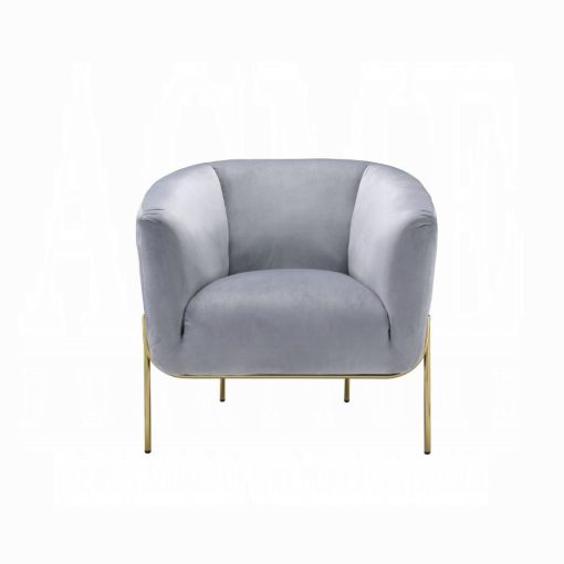 Acme Carlson Gray Velvet & Gold Accent Chair - Image 3
