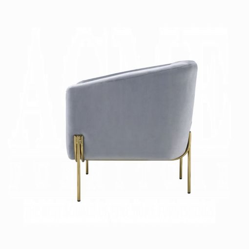 Acme Carlson Gray Velvet & Gold Accent Chair - Image 4