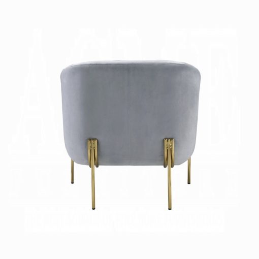Acme Carlson Gray Velvet & Gold Accent Chair - Image 5