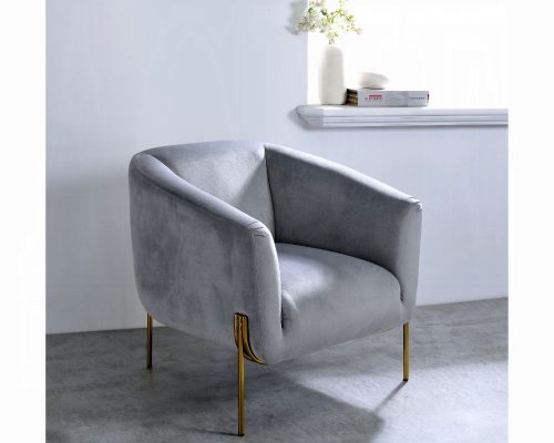 Acme Carlson Gray Velvet & Gold Accent Chair