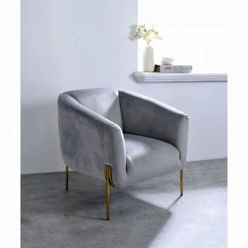 Acme Carlson Gray Velvet & Gold Accent Chair