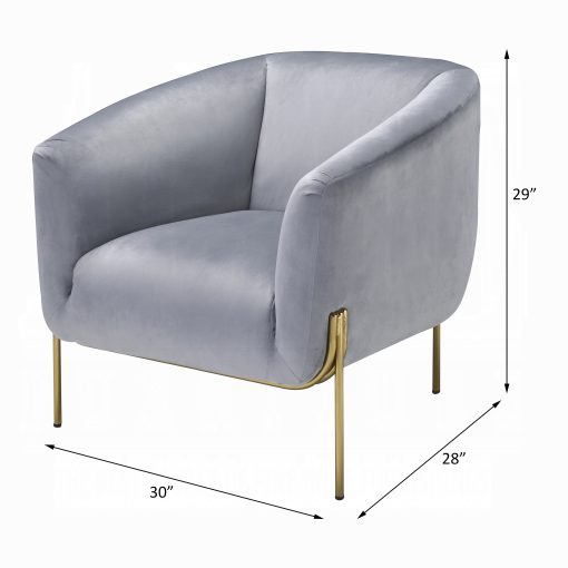 Acme Carlson Gray Velvet & Gold Accent Chair - Image 6