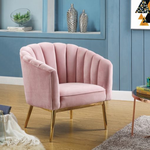 Acme Colla Blush Pink Velvet & Gold Accent Chair