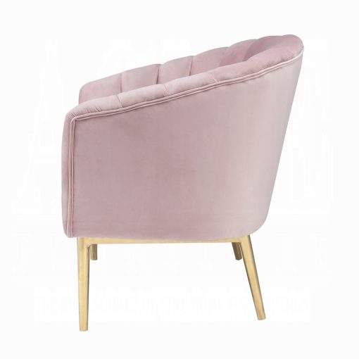Acme Colla Blush Pink Velvet & Gold Accent Chair - Image 4
