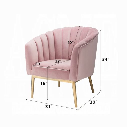 Acme Colla Blush Pink Velvet & Gold Accent Chair - Image 8