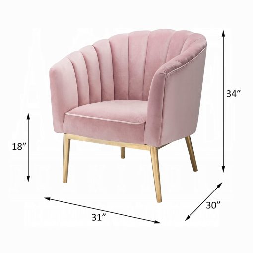 Acme Colla Blush Pink Velvet & Gold Accent Chair - Image 7