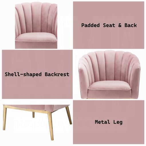 Acme Colla Blush Pink Velvet & Gold Accent Chair - Image 9