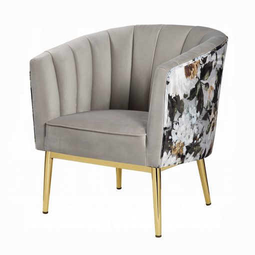 Acme Colla Gray Velvet & Gold Accent Chair - Image 2