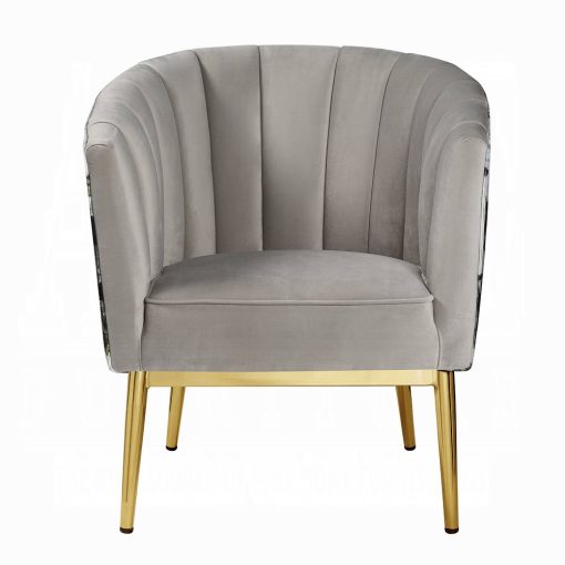 Acme Colla Gray Velvet & Gold Accent Chair - Image 3