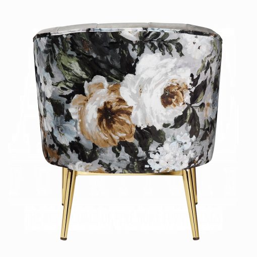 Acme Colla Gray Velvet & Gold Accent Chair - Image 5