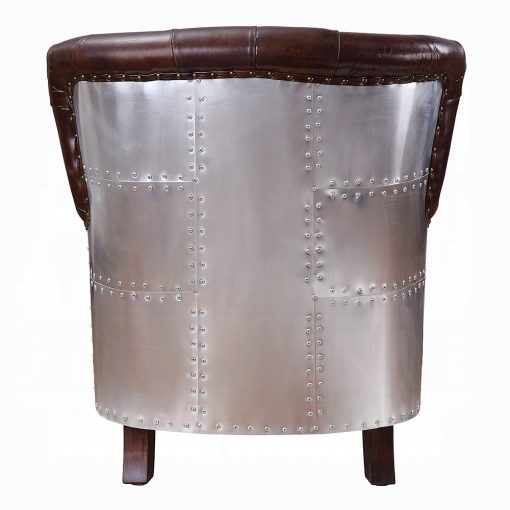 Acme Brancaster Vintage Brown & Aluminum Accent Chair - Image 5