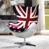 Acme Brancaster Pattern Fabric & Aluminum British Flag Accent Chair with Swivel