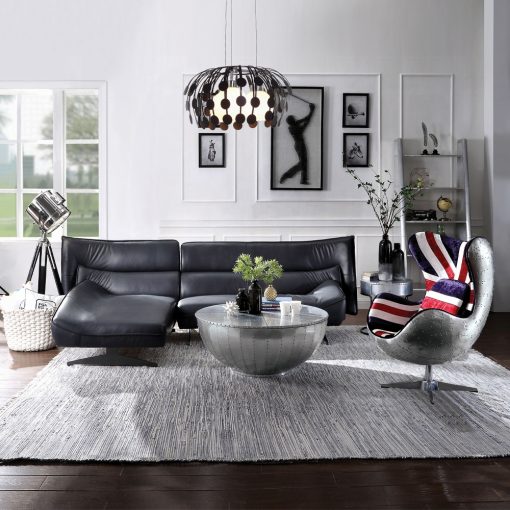 Acme Brancaster Pattern Fabric & Aluminum British Flag Accent Chair with Swivel - Image 7