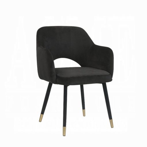 Acme Applewood Black Velvet & Gold Accent Chair - Image 2