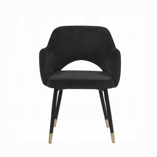 Acme Applewood Black Velvet & Gold Accent Chair - Image 3
