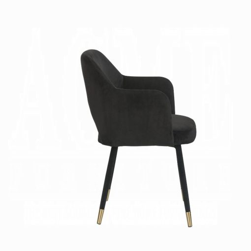 Acme Applewood Black Velvet & Gold Accent Chair - Image 4