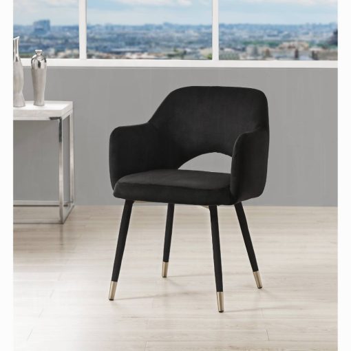 Acme Applewood Black Velvet & Gold Accent Chair