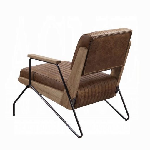 Acme Eacnlz Cocoa Top Grain Leather & Matt Iron Accent Chair - Image 5