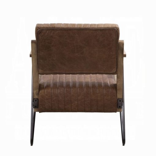 Acme Eacnlz Cocoa Top Grain Leather & Matt Iron Accent Chair - Image 6