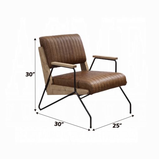 Acme Eacnlz Cocoa Top Grain Leather & Matt Iron Accent Chair - Image 10