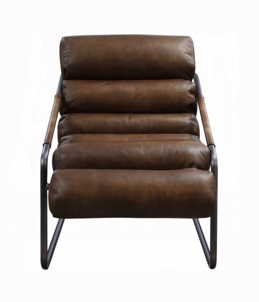 Acme Dolgren Sahara Top Grain Leather & Matt Iron Accent Chair - Image 2