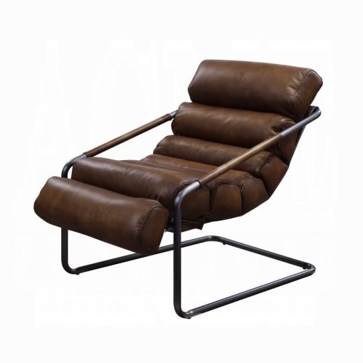 Acme Dolgren Sahara Top Grain Leather & Matt Iron Accent Chair - Image 3