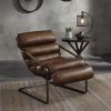 Acme Dolgren Sahara Top Grain Leather & Matt Iron Accent Chair