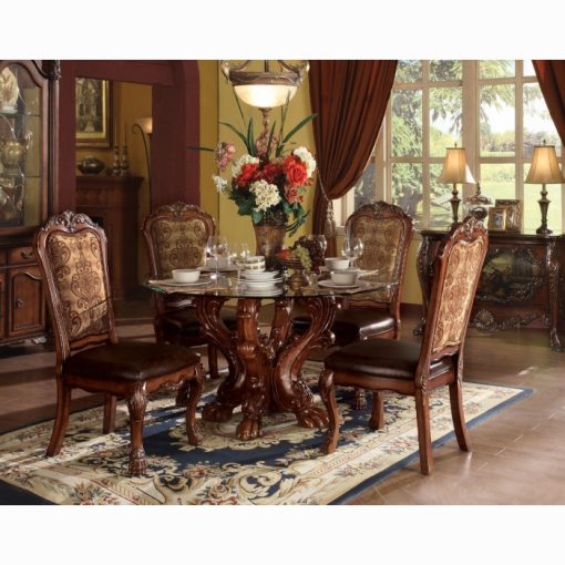 Acme Dresden Cherry Oak & Clear Glass Dining Table