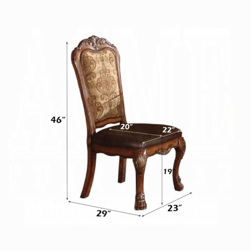 Acme Dresden Synthetic Leather & Cherry Oak Side Chair - Set of 2 - Image 2