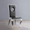 Acme Cyrene Black Synthetic Leather & Stainless Steel Side Chair - Set of 2