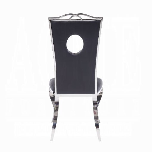 Acme Cyrene Black Synthetic Leather & Stainless Steel Side Chair - Set of 2 - Image 5