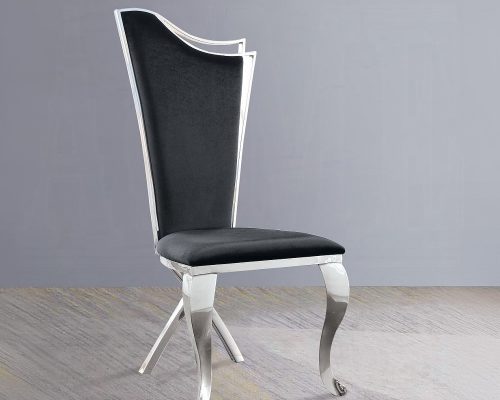 Acme Cyrene Black Fabric & Stainless Steel Side Chair - Set of 2