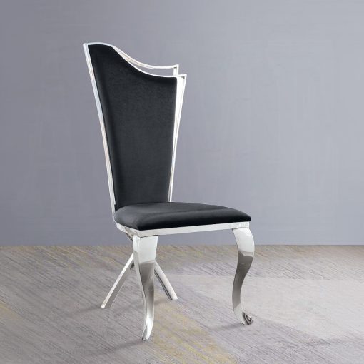 Acme Cyrene Black Fabric & Stainless Steel Side Chair - Set of 2