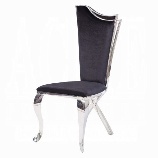 Acme Cyrene Black Fabric & Stainless Steel Side Chair - Set of 2 - Image 2