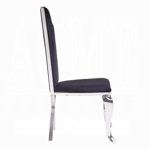Acme Cyrene Black Fabric & Stainless Steel Side Chair - Set of 2 - Image 4