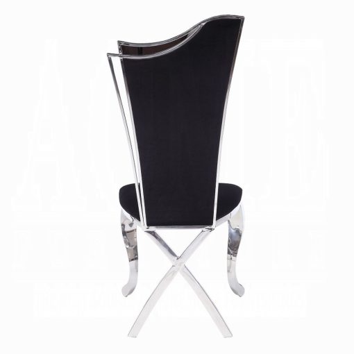 Acme Cyrene Black Fabric & Stainless Steel Side Chair - Set of 2 - Image 5