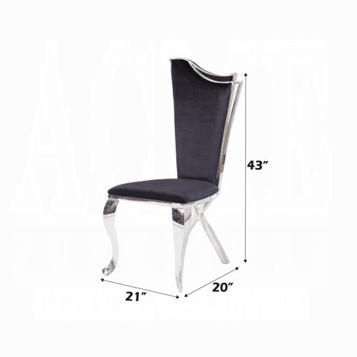Acme Cyrene Black Fabric & Stainless Steel Side Chair - Set of 2 - Image 7