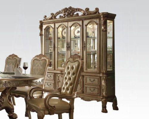 Acme Dresden Gold Patina & Bone Buffet & Hutch