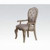 Acme Chelmsford Beige Fabric & Antique Taupe Arm Chair Set of 2