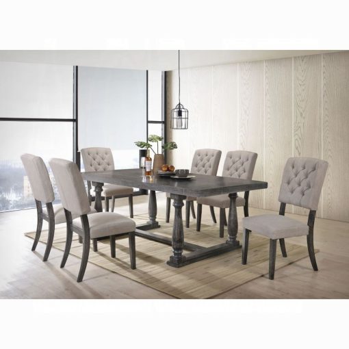 Acme Bernard Weathered Gray Oak Dining Table
