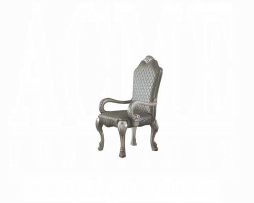 Acme Dresden Vintage Bone White & Synthetic Leather Arm Chair - Set of 2