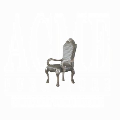 Acme Dresden Vintage Bone White & Synthetic Leather Arm Chair - Set of 2