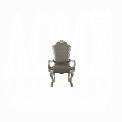 Acme Dresden Vintage Bone White & Synthetic Leather Arm Chair - Set of 2 - Image 2