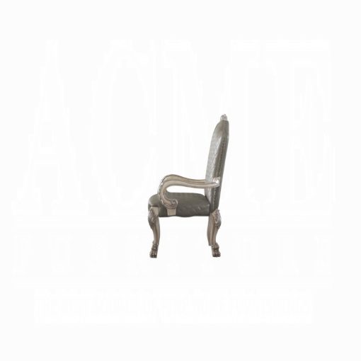 Acme Dresden Vintage Bone White & Synthetic Leather Arm Chair - Set of 2 - Image 3