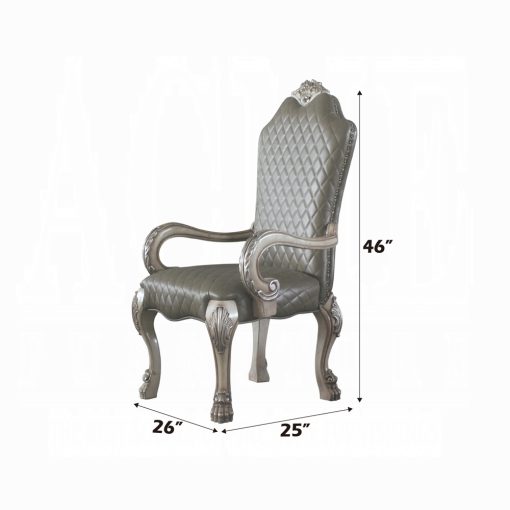 Acme Dresden Vintage Bone White & Synthetic Leather Arm Chair - Set of 2 - Image 5