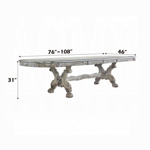 Acme Dresden Vintage Bone White Dining Table - Image 4