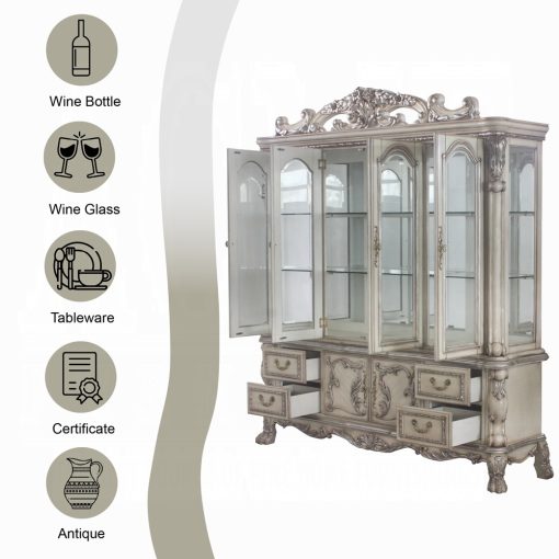 Acme Dresden Vintage Bone White Buffet & Hutch - Image 7
