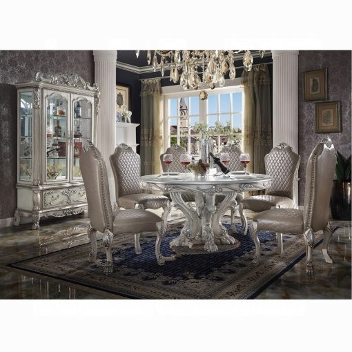Acme Dresden Vintage Bone White Round Dining Table